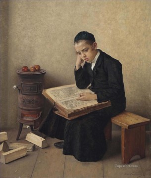 Isidor Kaufmann Painting - Un pasaje difícil en el Talmud Isidor Kaufmann judío húngaro